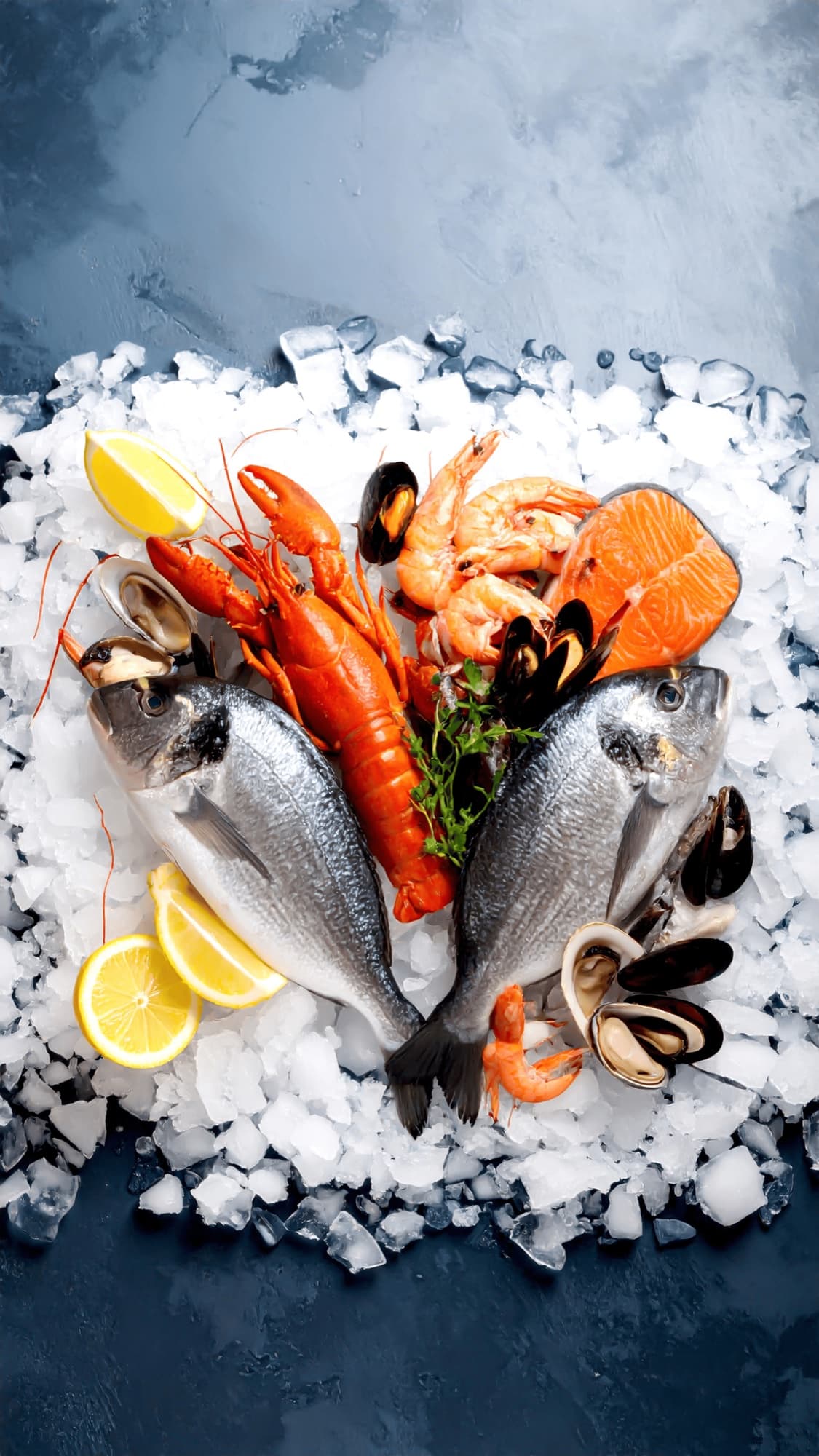 Seasonal Adriatic seafood on ice